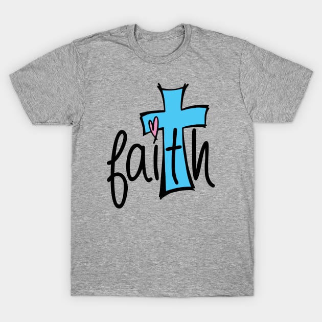 Faith Cross with Love Heart T-Shirt by Caty Catherine